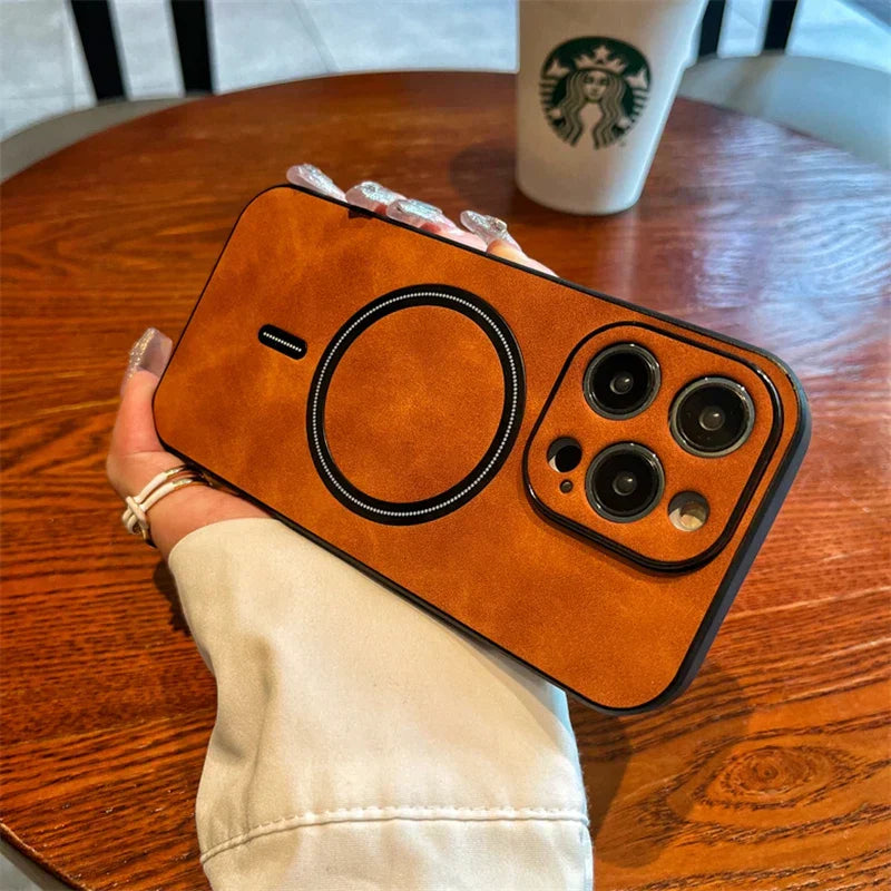 BowLift | Luxury Deer Leather Apple iPhone Case | Magnetic Phone Case, Wireless Case, MagSafe, Wireless Charging, Protective Case, Cover for iPhone 15, 14, 13 Pro Max Plus