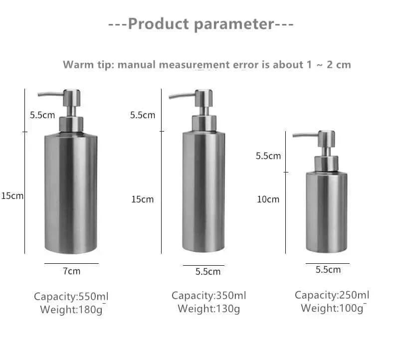 BowLift | Elegant Stainless Steel Hand Pump Soap Dispenser 250ml/350ml/550ml