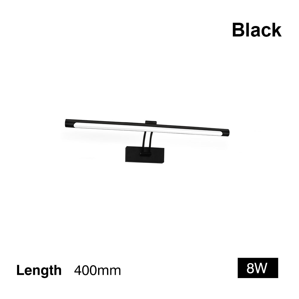 BowLift | 80-100cm LED wall lamp - Modern black/silver wall light for the bathroom, internally mounted picture light