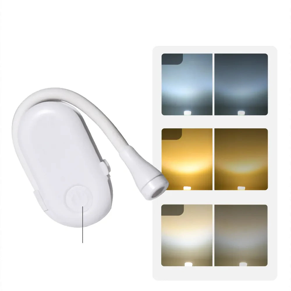 BowLift | Mini Book Light - Portable Clip-On Night Light with USB Charging, Dimmable LED for Bedroom, Eye Protection, and Camping - 360° Flip Clip Book Lamp