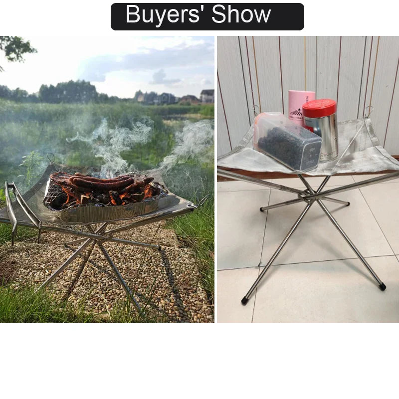 BowLift | Pyroniq Outdoor Fire Pit | Foldable & Stable | Stainless Steel | For Camping & Garden