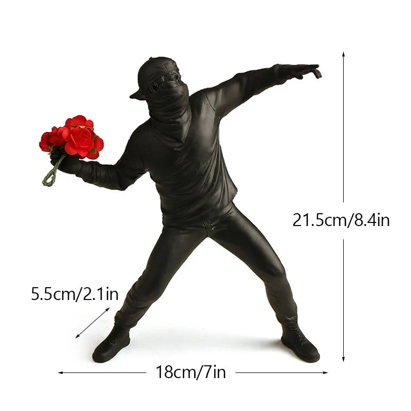 BowLift | Dropshipping Banksy Sculpture Collection Flower Thrower Statue Pop Art Modern Balloon Girl Figurine Office Home Decoration