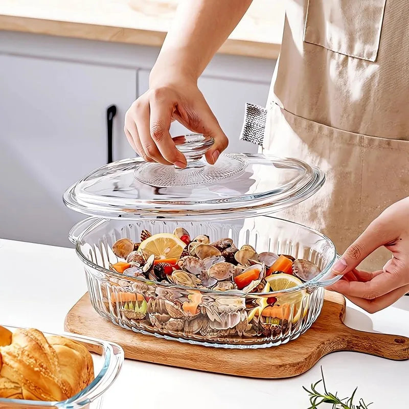 BowLift | 4-piece Glass Bakeware Set with 2 Bakeware Dishes with Glass Lids, 1.9 Qt and 3 Qt