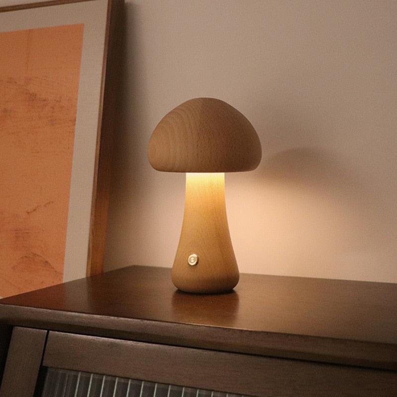 BowLift | Wooden LED Table Lamp Mushroom Glow