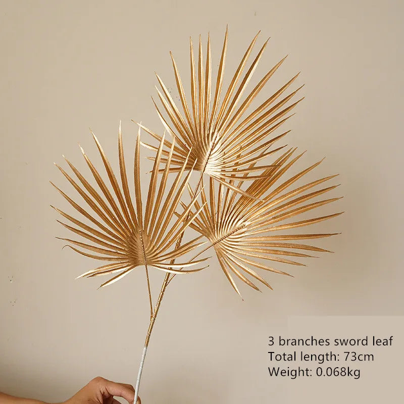 BowLift | Decorative Flower Gold Series | Palm Leaf, Ginkgo & Eucalyptus | Artificial Flower 67–84 cm | Wedding & Christmas
