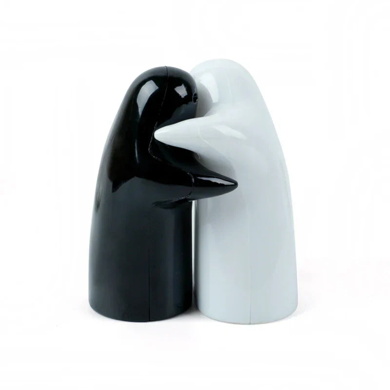 BowLift | Cute Embracing Ghosts Black and White Ceramic Salt and Pepper Mill