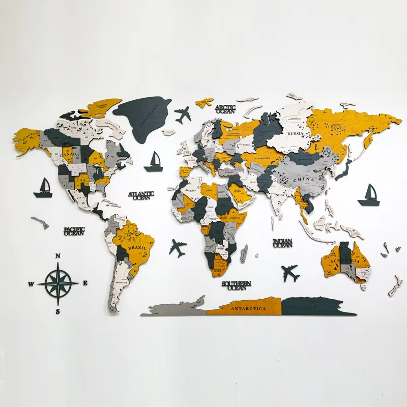 BowLift | 3D Solid Wood World Map Wall Art - Nordic-Style Home Decor