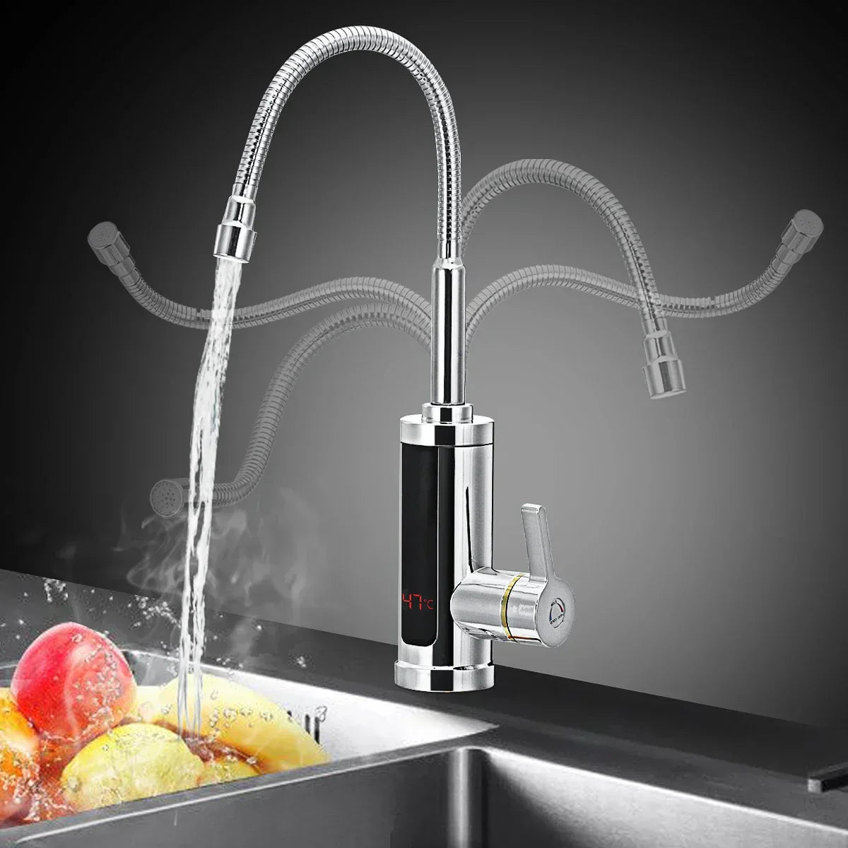 BowLift | FlowHeat 3000W Instant Hot Water Kitchen Tap – Electric Mixer Tap with Temperature Display