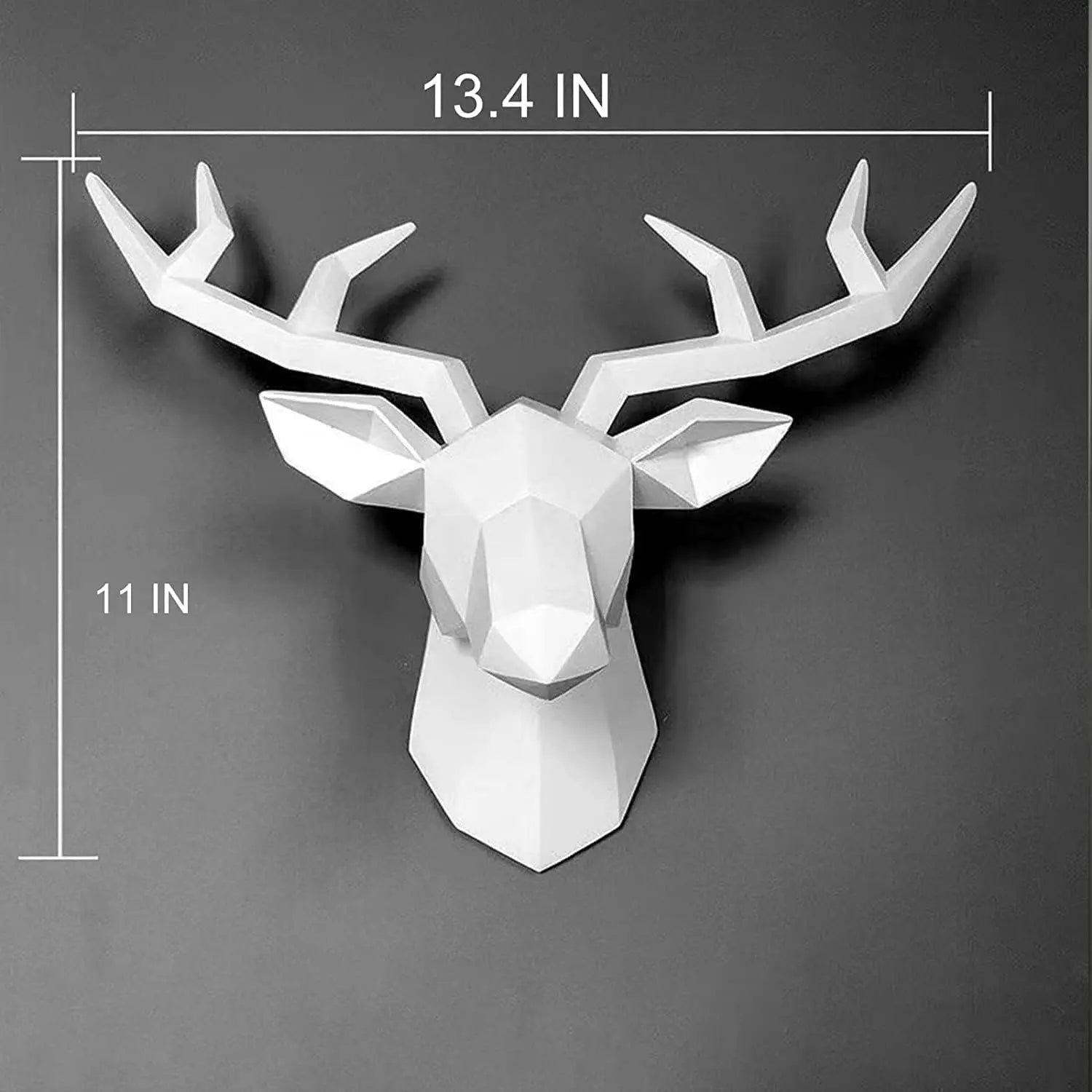 BowLift | 3D-Deer Head Sculpture, geometric resin, animal deer head wall decoration, modern home decor, luxurious decorative wall decor