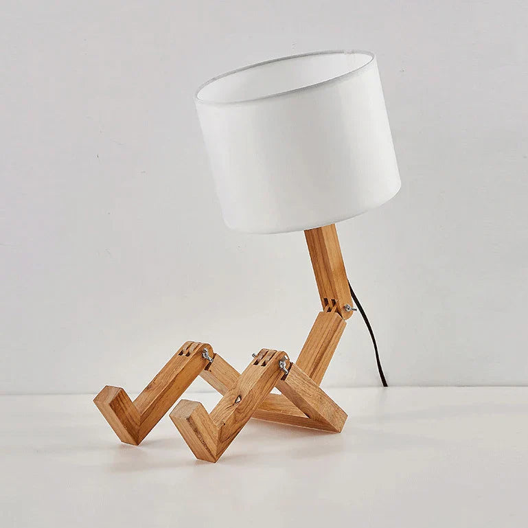 BowLift | Playful Robot Table Lamp - made of Sustainable Wood for Creative Spaces
