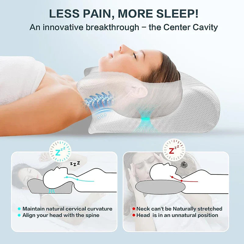 BowLift | 2-in-1 Memory Foam Cervical Pillow with Ergonomic Contour Design – RestAlign