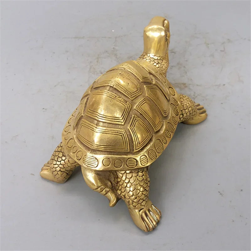 BowLift | Brass Feng Shui Turtle Statue Lucky Animal Sculpture for Longevity Home Office Decoration Figurine Gift Study Ornament