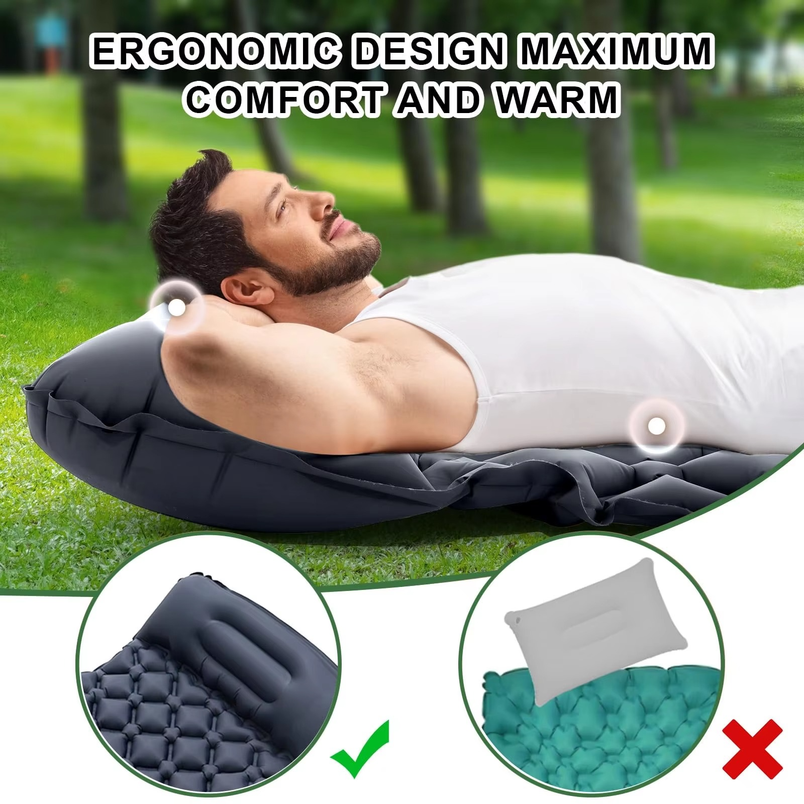 BowLift | Ultra-Comfort Inflatable Camping Mattress with Integrated Pillow and Pump