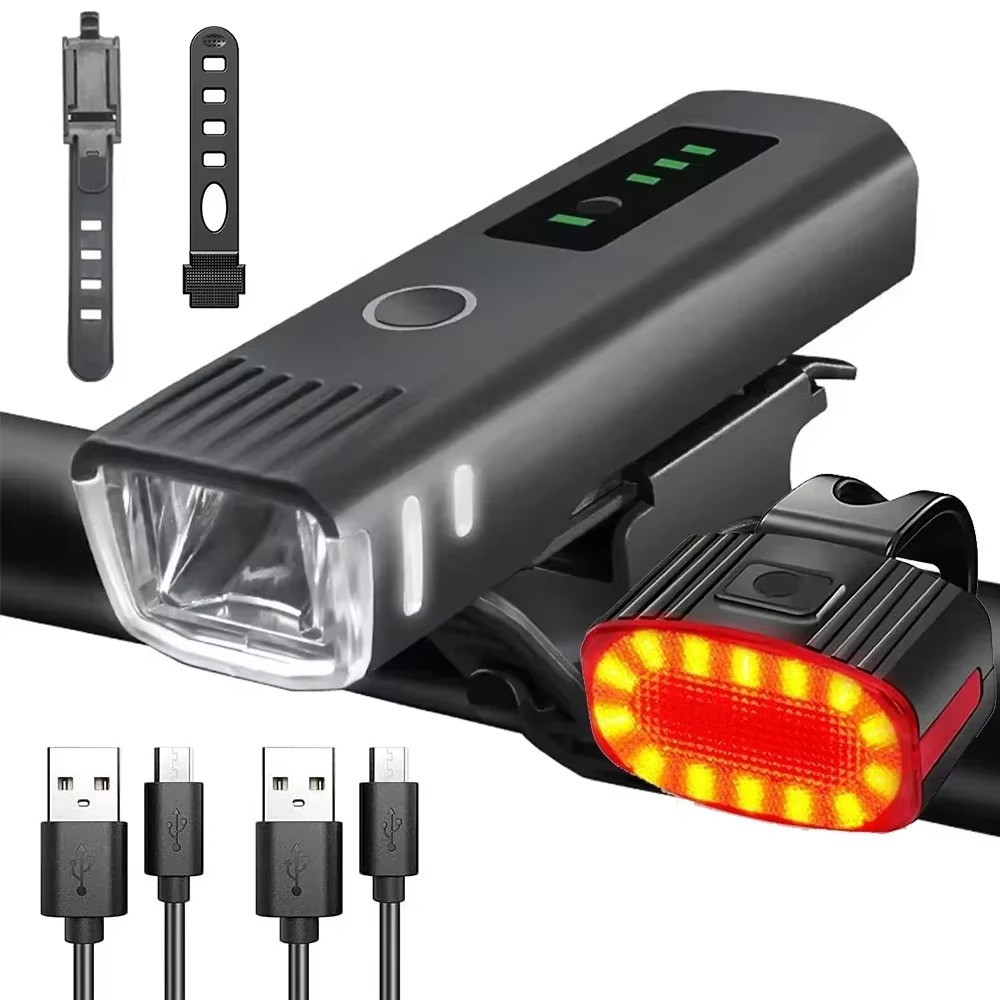 BowLift | USB Rechargeable Bike Front and Rear Light Set with LED Headlamp for Night Cycling