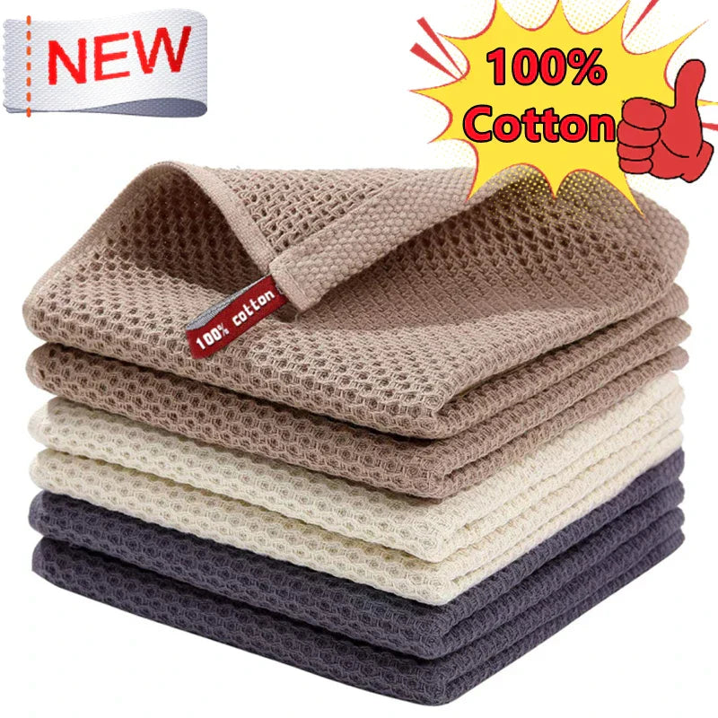 BowLift | EcoWaffle Dish Towel | 100% Cotton | Absorbent & Quick-Drying | Honeycomb Design