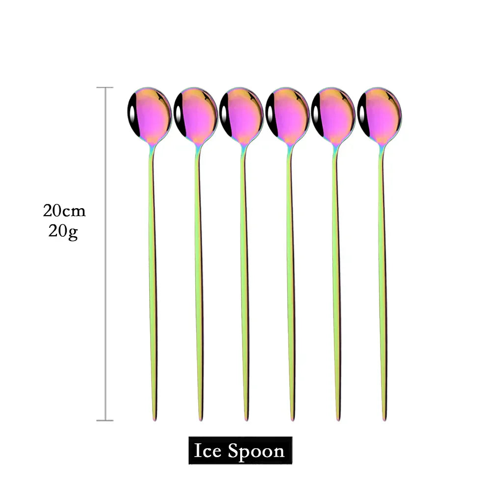 BowLift | Golden 6-piece Long Handle Spoon Set