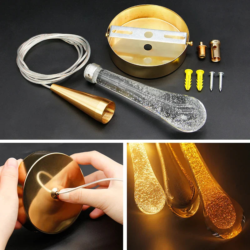 BowLift | Crystal LED Pendant Lights: Perfect for Bedrooms, Dining Rooms, Bar - Water Droplet Chandelier, Stair Lamp for Interior Decoration