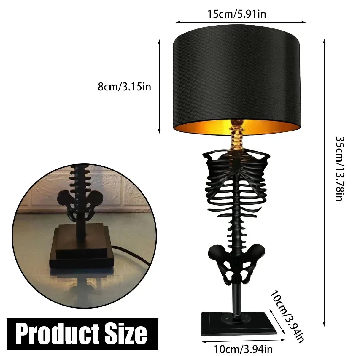 BowLift | Skull Table Lamp Skeleton Horror 3D Statue Creative Party Ornament Prop Halloween Decoration Atmosphere Lamp Night Light