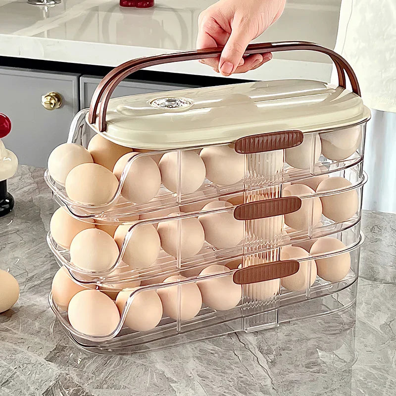 BowLift | Fridge Organizer Automatic Rolling Transparent Egg Storage Box
