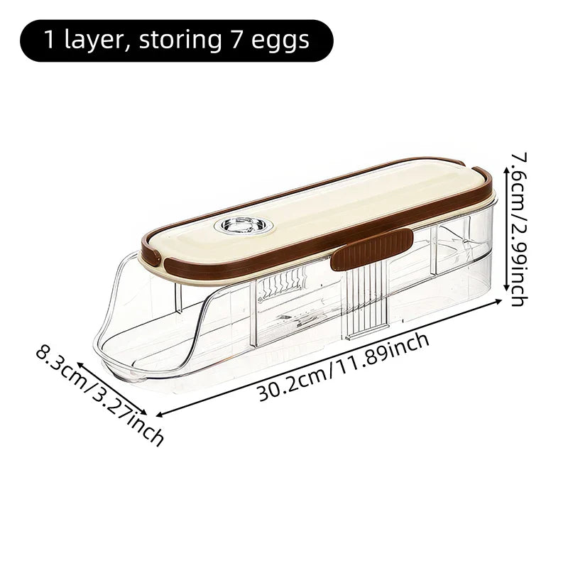 BowLift | Fridge Organizer Automatic Rolling Transparent Egg Storage Box