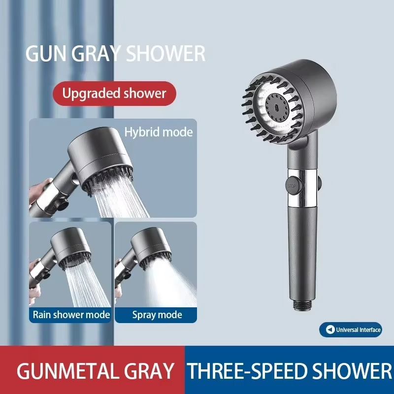 BowLift | High Pressure 3-Mode Shower Head with Built-In Filter and Massage Brush