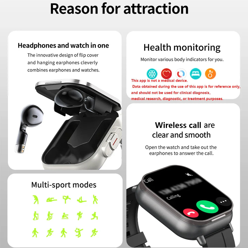 BowLift | 2 in 1 Smartwatch With Earbuds