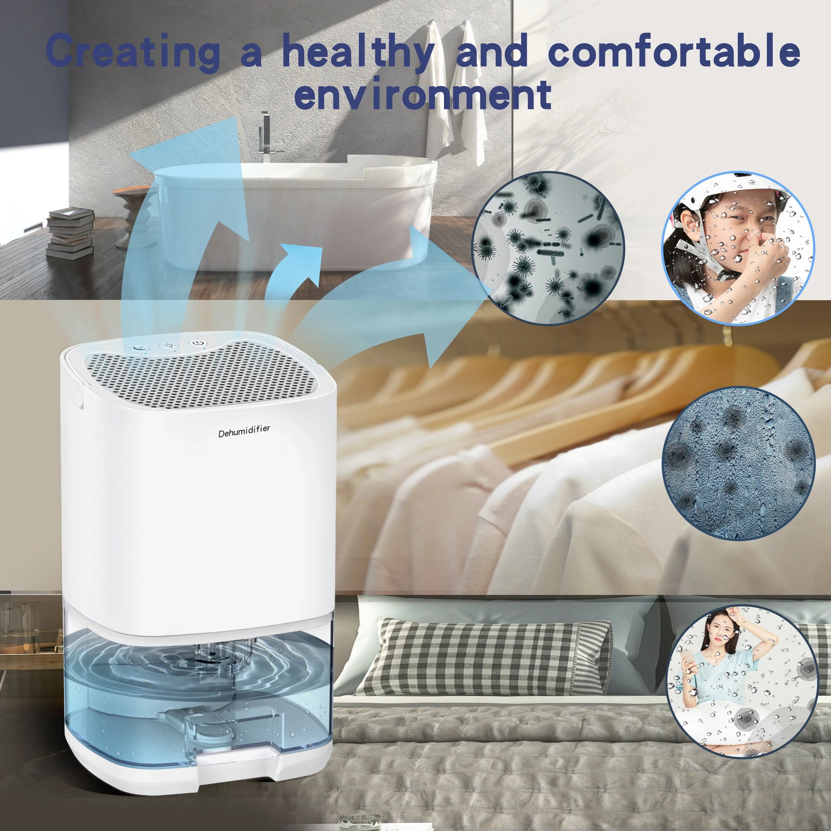 BowLift | 1000ml Portable 2-in-1 Dehumidifier with Air Filter & Night Light – Aveline