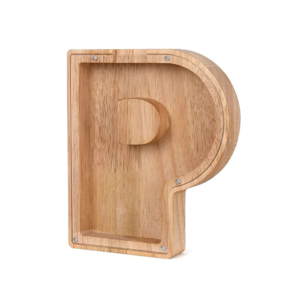 BowLift | Wooden Alphabet Piggy Bank with Transparent Viewing Window for Stylish Saving