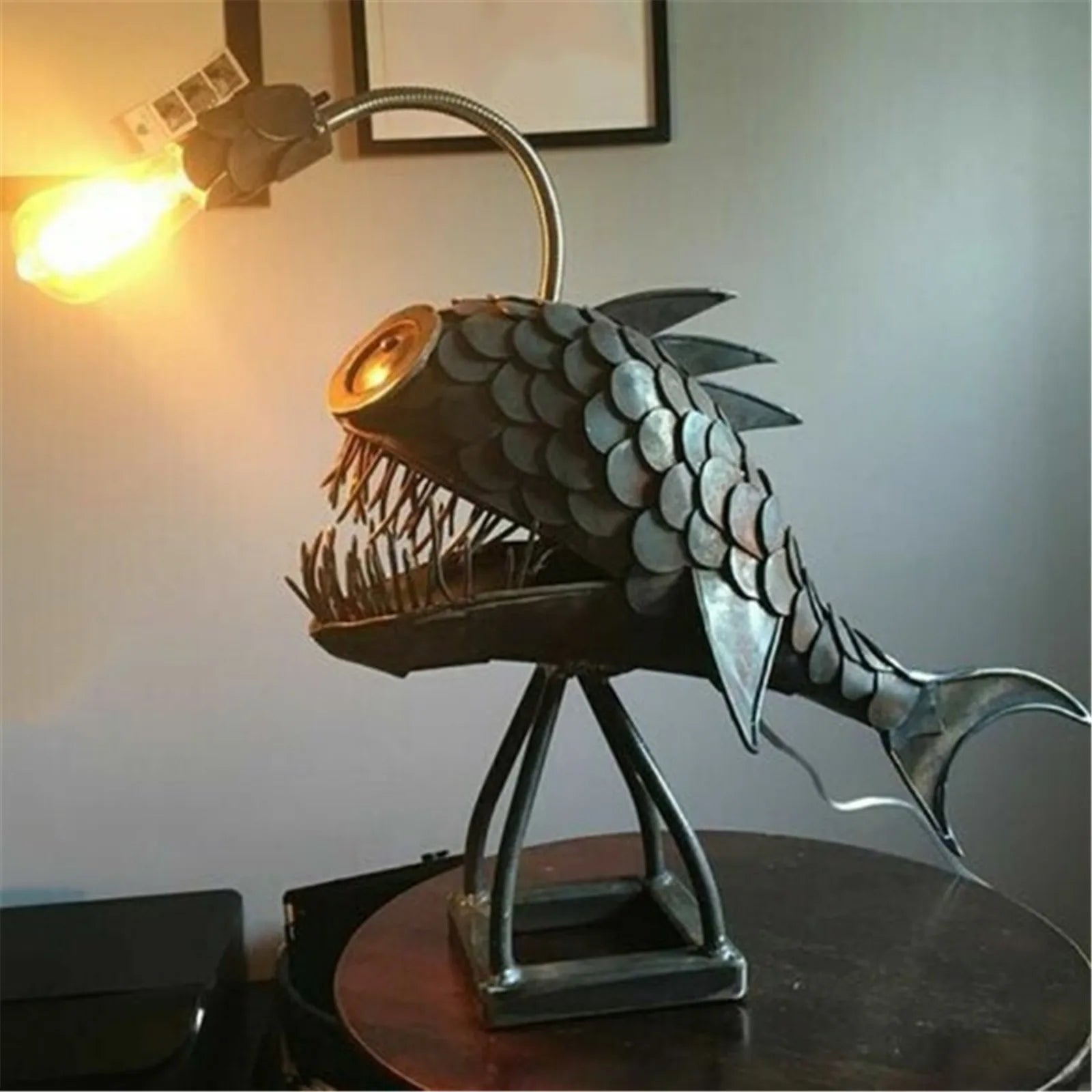 BowLift | Fishing Light Table Lamp – Handmade Adjustable Lamp with Rustic Fish Design