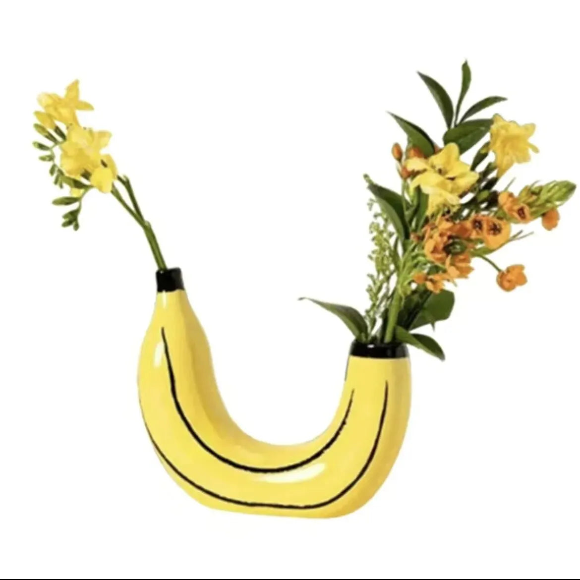 BowLift | Banana vase, flower vase made of resin, cute banana shape, decorative tabletop vase for flower arrangements, living room, bedroom, home decoration