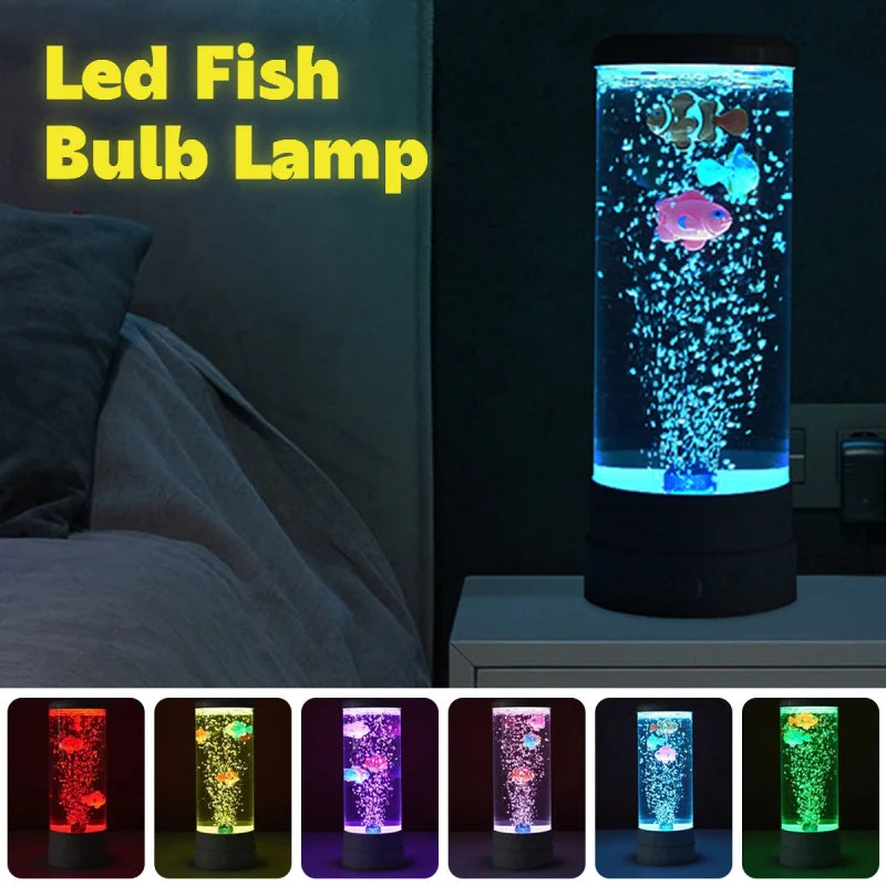 BowLift | Simulated Led Colorful Large Bubble Fish Light Aquarium Tank Usb Night Light for Home Desk Bedroom Living Room