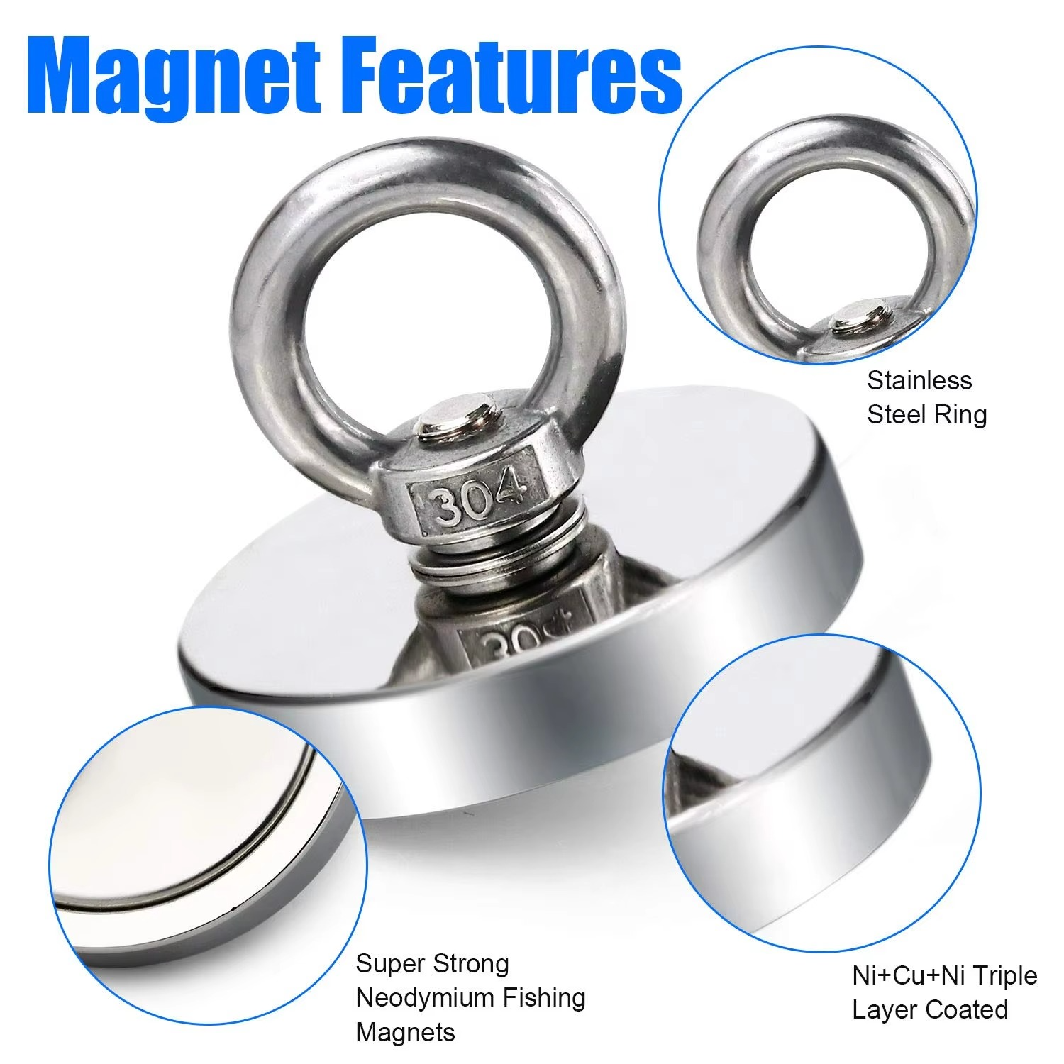 BowLift | Premium Neodymium Fishing Magnet with Eyebolt for Magnetic Salvaging