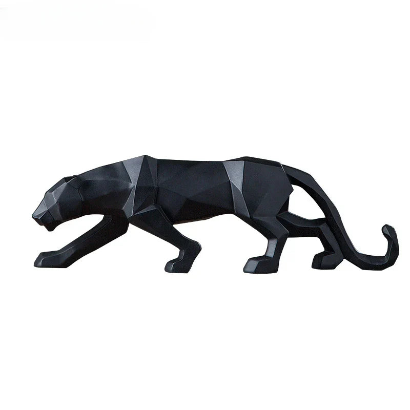 BowLift | Panther Statue, Animal Figure, Abstract Geometric Style, Resin, Leopard Sculpture, Home Office, Desktop Decoration, Crafts