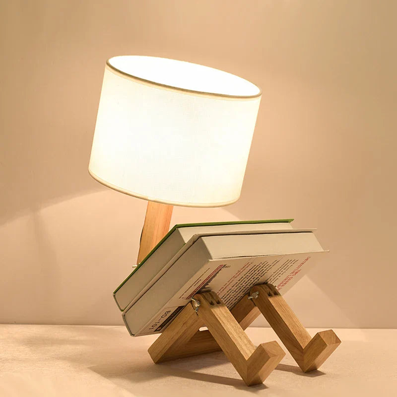 BowLift | Playful Robot Table Lamp - made of Sustainable Wood for Creative Spaces