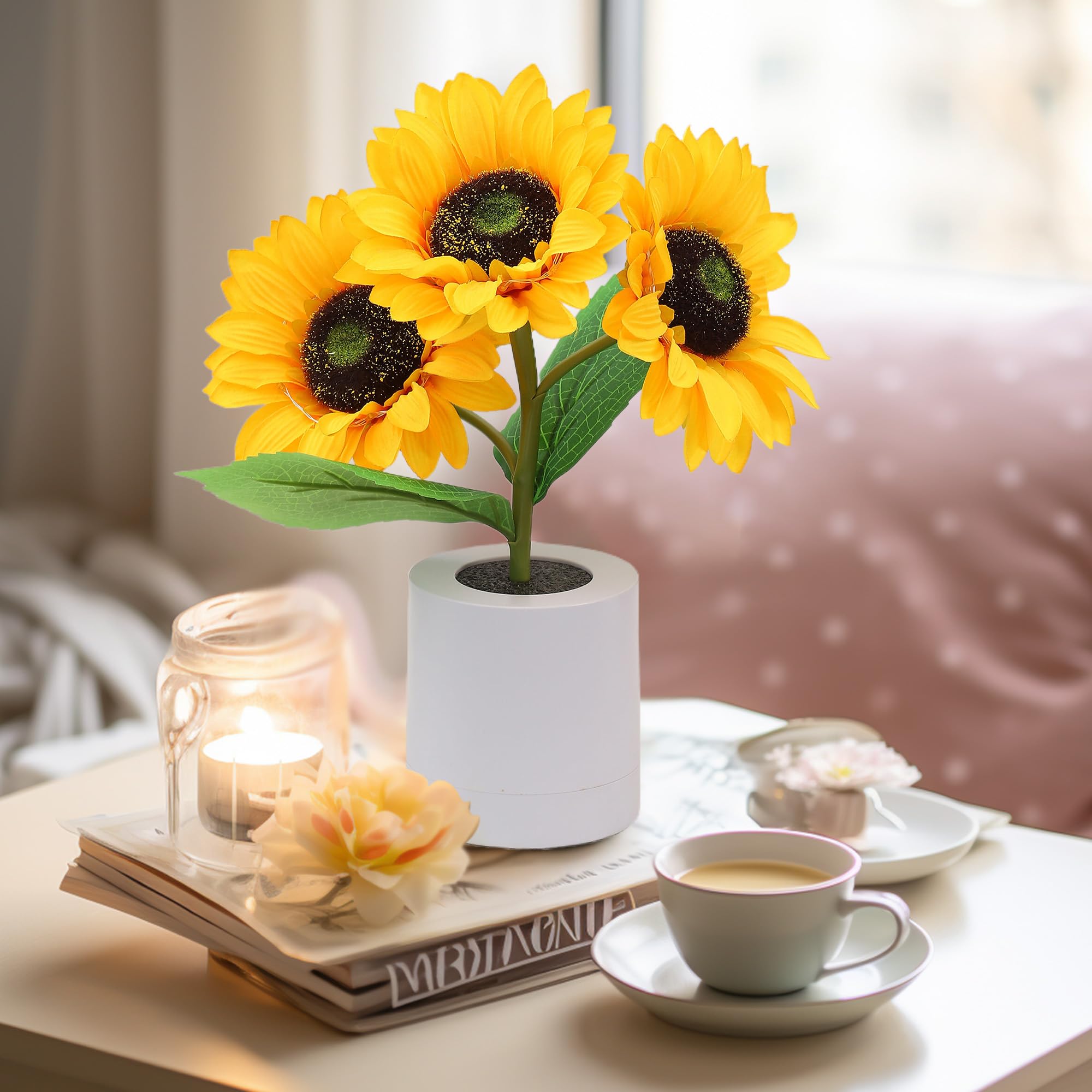 BowLift | LED Sunflower Table Lamp - Decorative Lighting Fixture for Home Decor & Nightstand Use