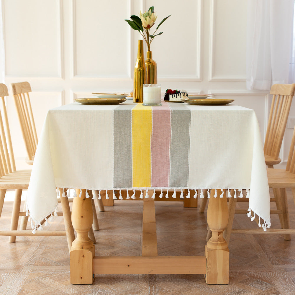 BowLift | Waterproof Oil-resistant Rectangular Tablecloth Cotton Linen Wrinkle-resistant Tablecloth for Kitchen Dining Room Buffet Party