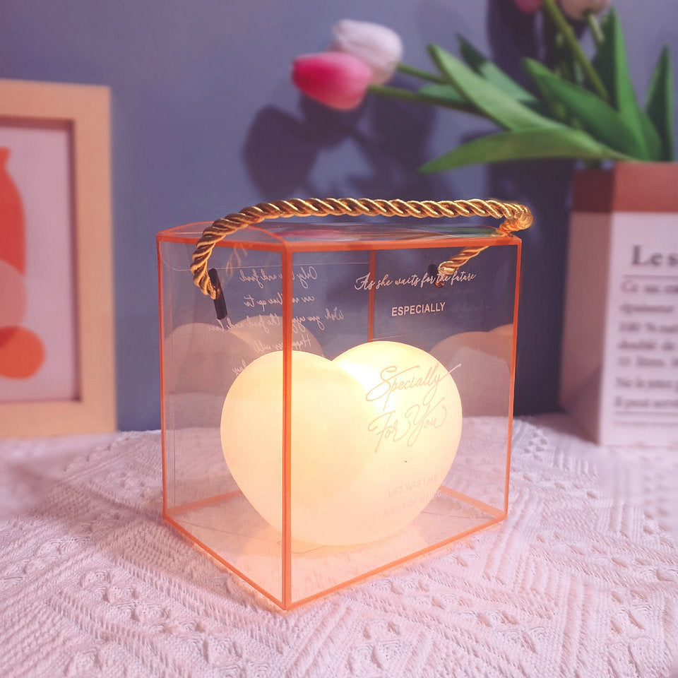 BowLift | LuvSphere Silicone LED Night Light | Heart-Shaped Design | Table Lamp | Warm Mood Light | Decorative