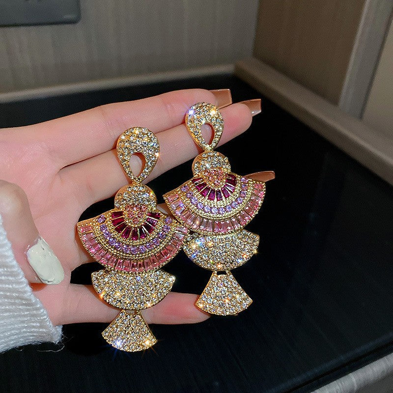 BowLift | Diamond-encrusted Metal Long Tassel Earrings For Women