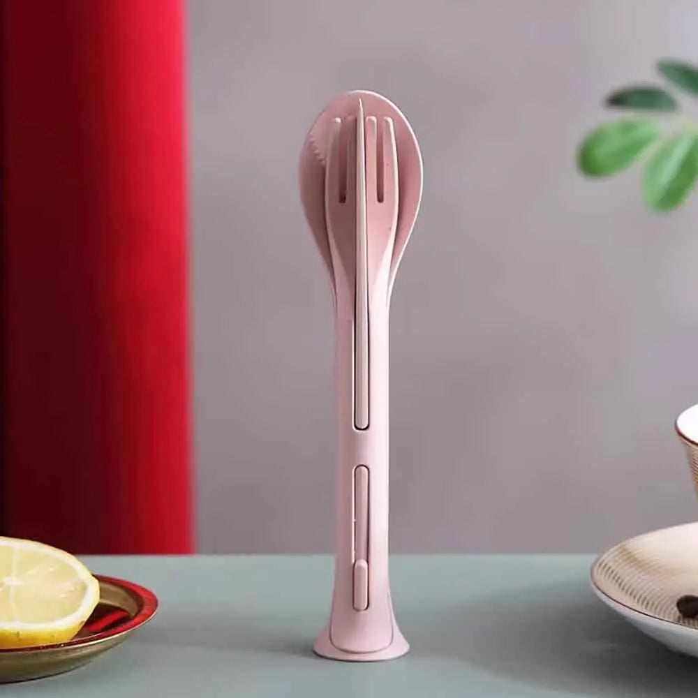 BowLift | EcoTrek Travel Cutlery | Sustainable & Reusable | With Case | Wheat Straw BPA-free