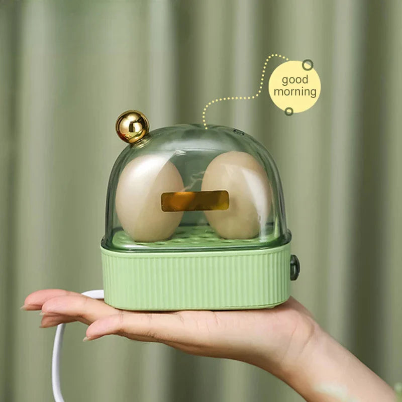 BowLift | 120W 220V Electric Egg Cooker & Egg Poacher - Automatic Mini Breakfast Machine for 2 Eggs, Portable Steamer