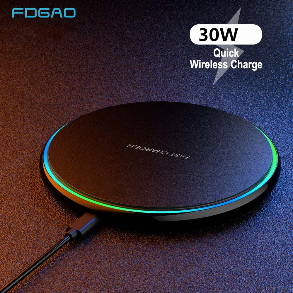 BowLift | 30W Fast Wireless Charging Pad | Premium USB C Charging Cable MagSafe Charger for Apple iPhone, Samsung & Android - Fast Wireless Charging Pad