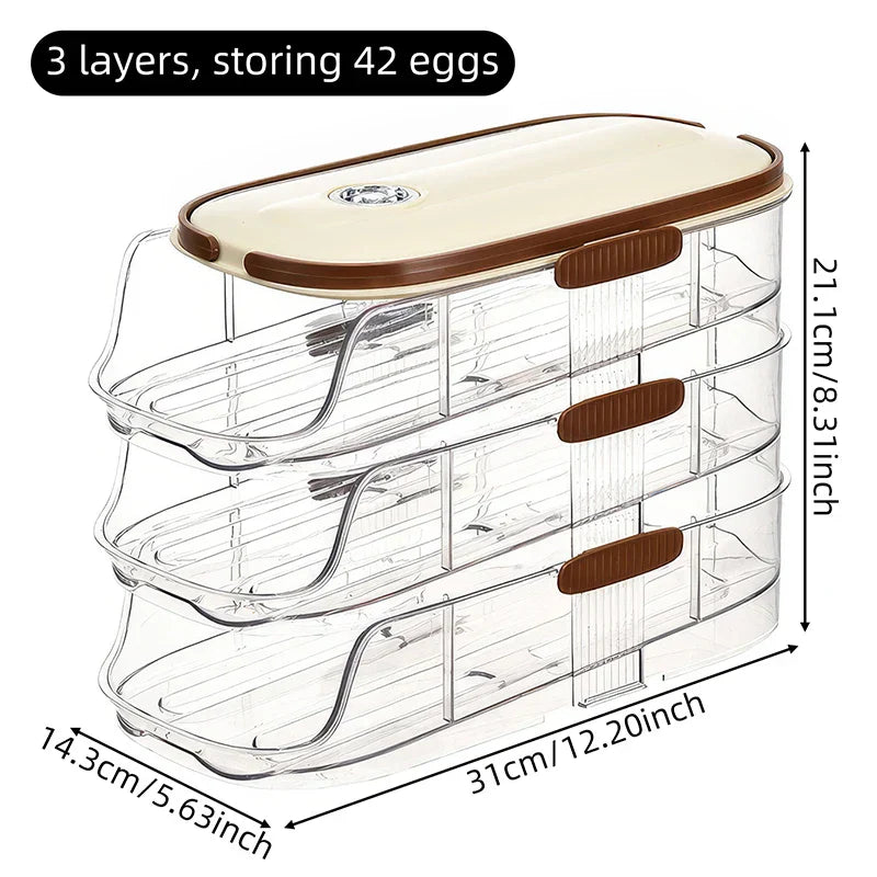 BowLift | Fridge Organizer Automatic Rolling Transparent Egg Storage Box