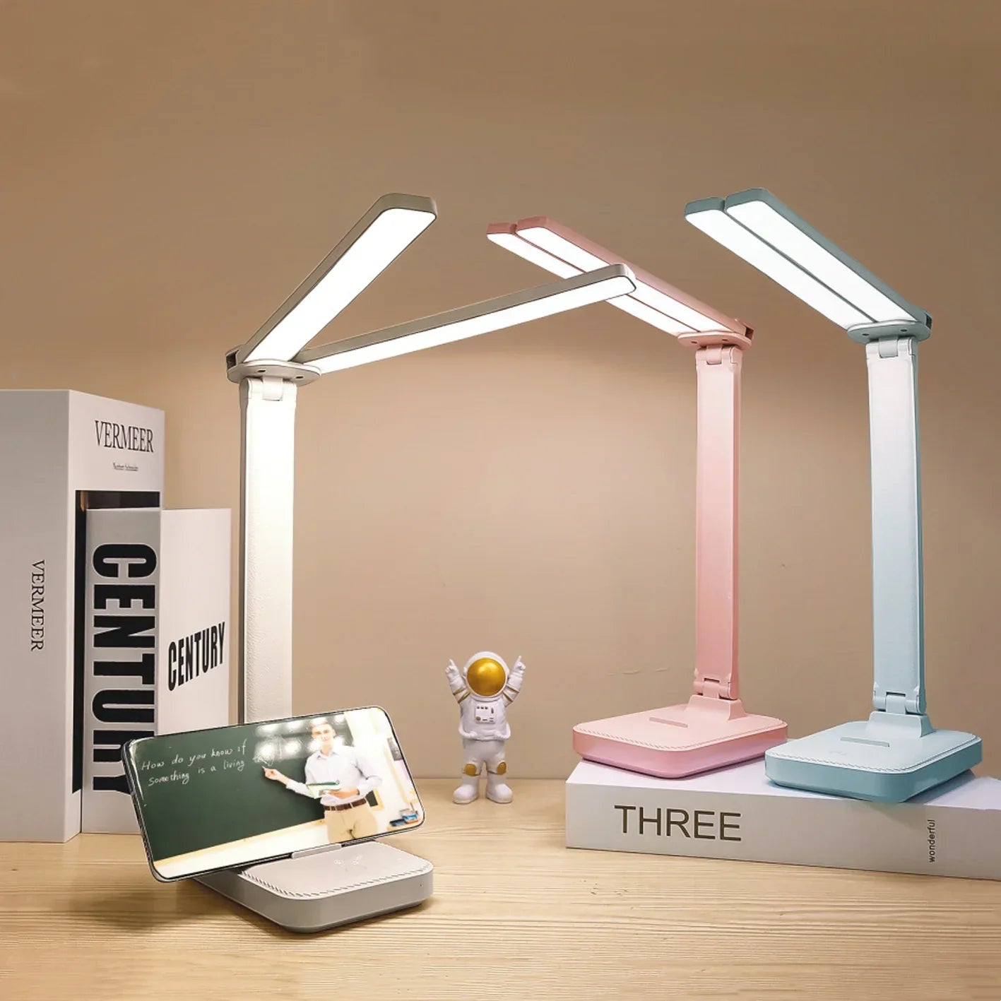 BowLift | LED Table Lamp | Reading Light | USB Rechargeable. Dimmable & Touch-Controlled for Reading