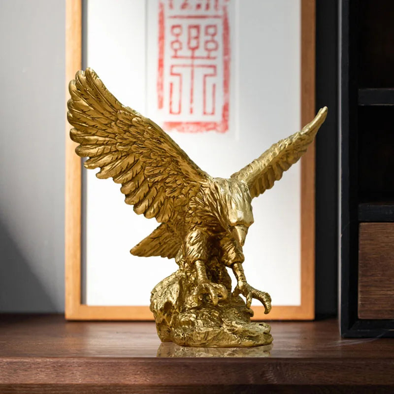 BowLift | Resin Golden Eagle Statue Art Animal Model Collection Ornament Home Office Desk Feng Shui Decor Figures simple