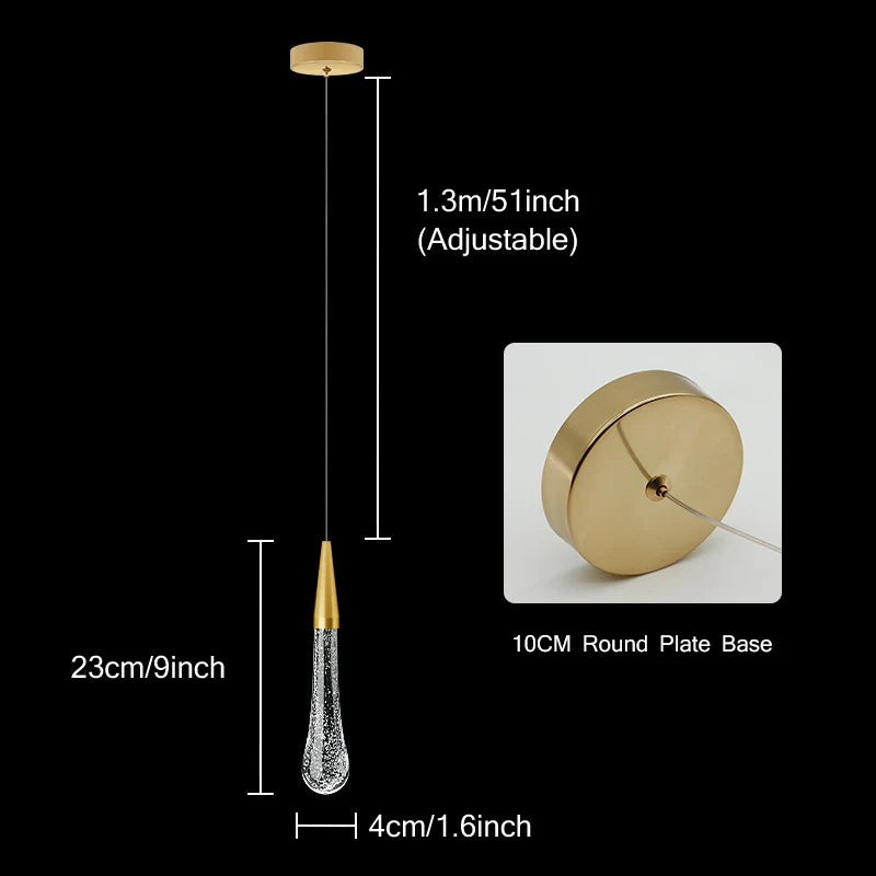 BowLift | Crystal LED Pendant Lights: Perfect for Bedrooms, Dining Rooms, Bar - Water Droplet Chandelier, Stair Lamp for Interior Decoration