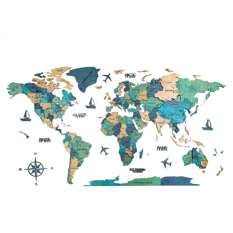 BowLift | 3D Solid Wood World Map Wall Art - Nordic-Style Home Decor