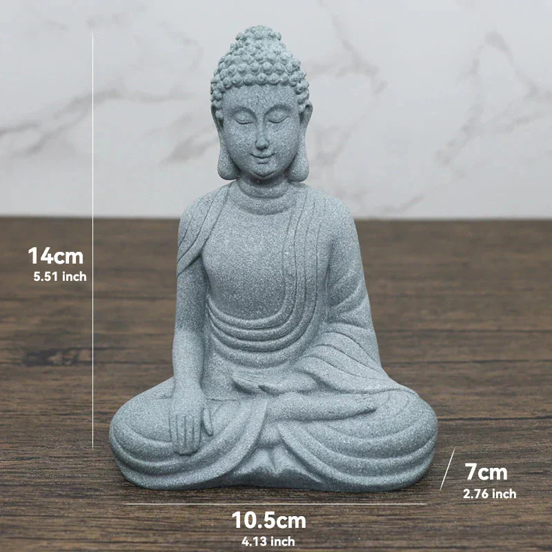 BowLift | Buddha Stone Statue Small Buddhist Monks Tibetan Buddhism Figures Zen Garden Ornament Meditation Home Aquarium Decoration
