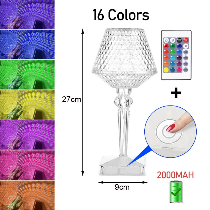 BowLift | Diamond Glow Rechargeable Crystal Table Lamp