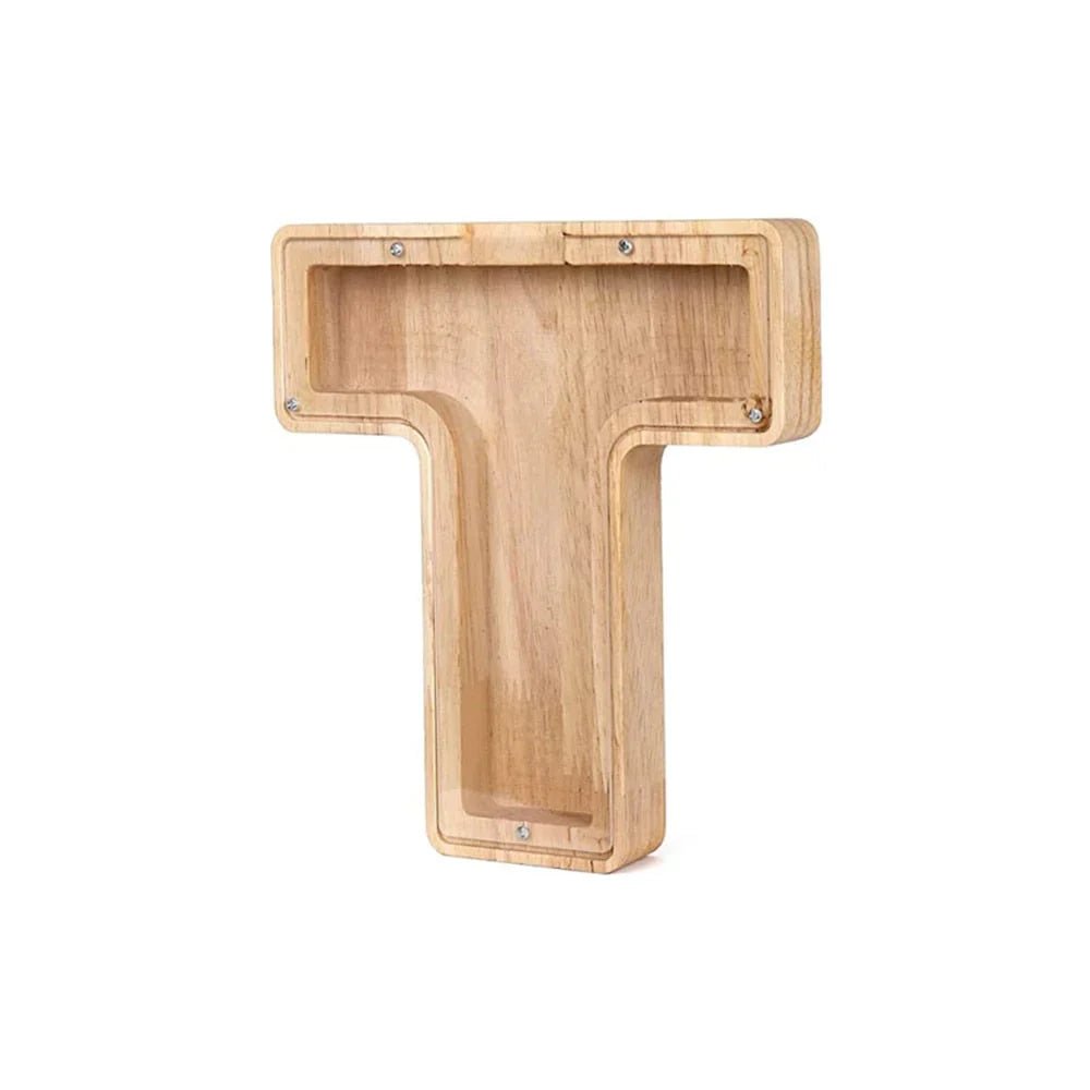 BowLift | Wooden Alphabet Piggy Bank with Transparent Viewing Window for Stylish Saving