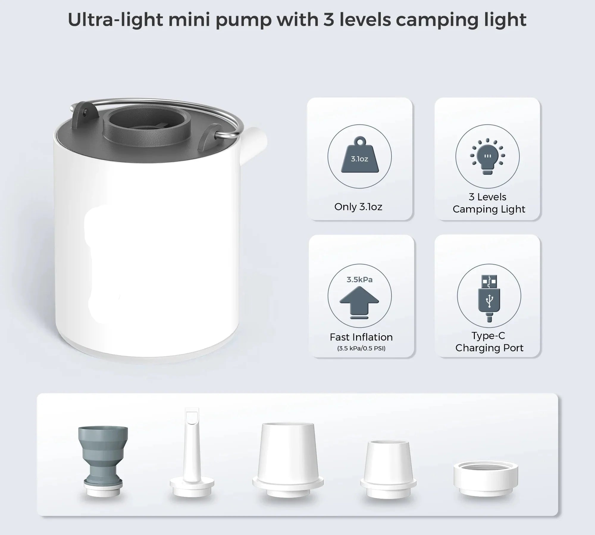 BowLift | Rechargeable Camping Mini Air Pump